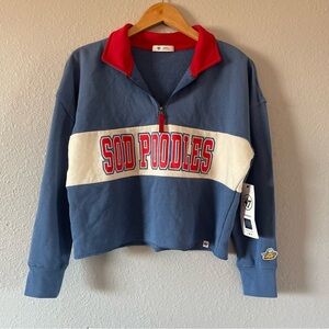 NWT 47 Amarillo Sod Poodles Blue Logo Quarter Zip Sweatshirt Women's Size Small